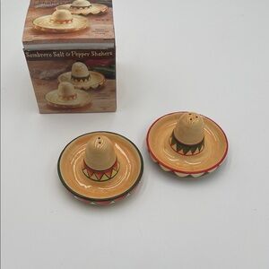 Source Unknown Sombrero Salt and Pepper Shakers - Tan and Red